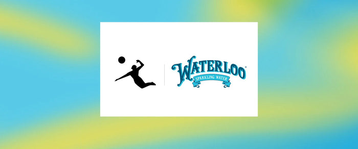 AVP announces Waterloo as Exclusive Official Sparkling Water Partner ahead of 2026 season logo and volleyball image