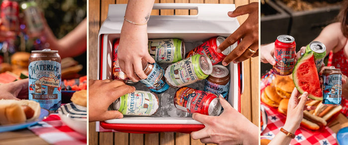 Waterloo and Guy Fieri’s Flavortown Introduce Three New Limited-Time Flavors displayed at a summer picnic with colorful cans.