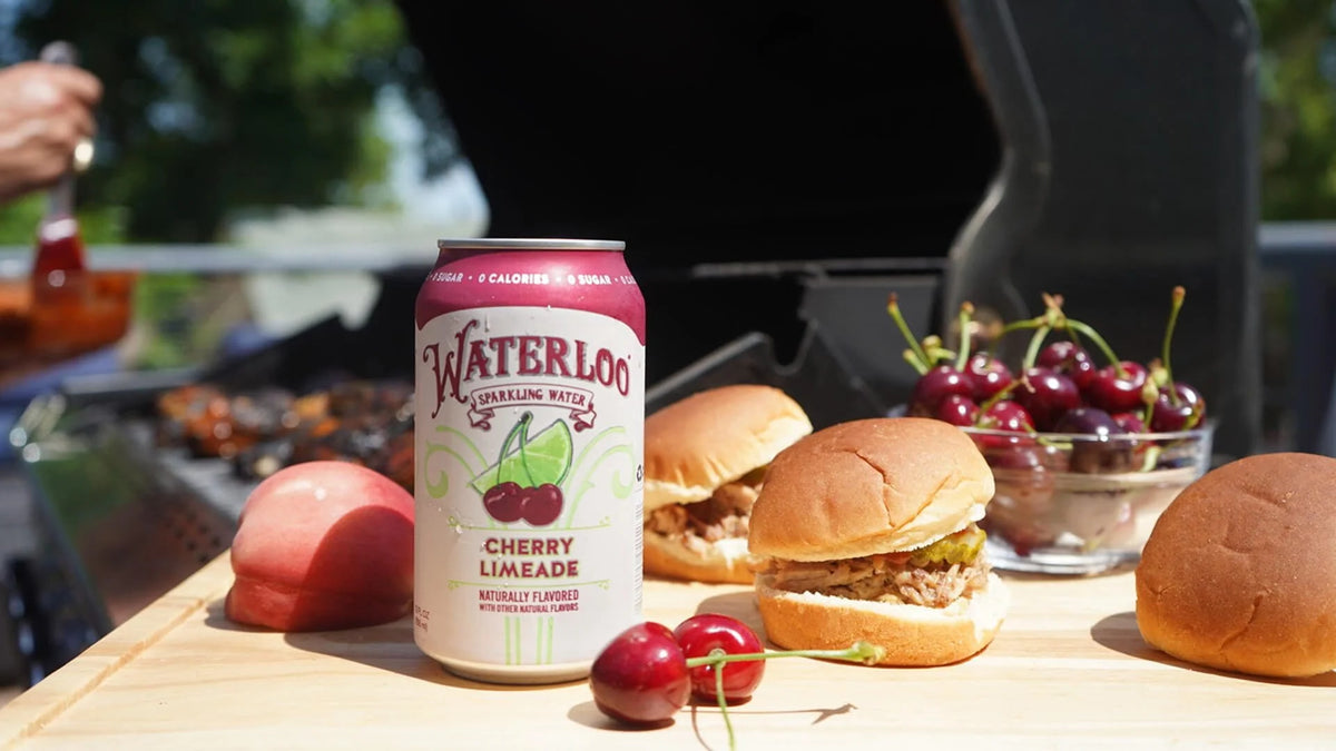 Waterloo Features BBQ Sauce Recipe From One of Our Own with cherry limeade sparkling water and BBQ sliders.