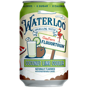 Waterloo Coconut Lime Cooler sparkling water can featuring creamy coconut and key lime flavors.
