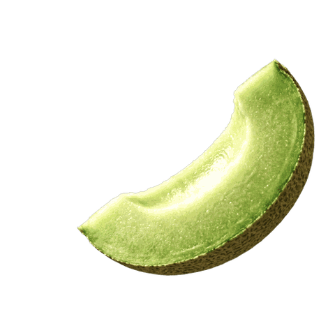 A fresh slice of green melon on a black background, showcasing its juicy texture and vibrant color.